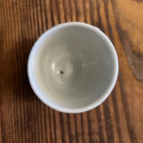 印判覗き猪口　竹雀文様　明治期