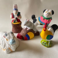 干支土人形　子/兎/犬/羊/鳥　　昭和時代