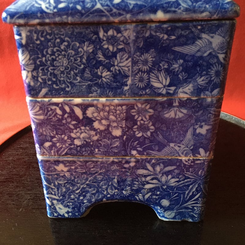 印判和陶器三段重 花鳥文様 幕末明治初期 欠けあり | れいゆぅる rayures