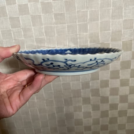 古伊万里　染付輪花文様　江戸後期