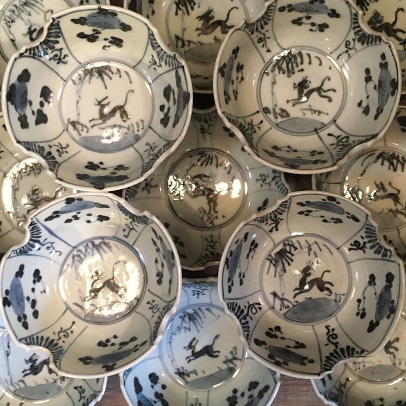 瀬戸焼 小鉢 横見松竹梅動物文様 大正昭和初期 | れいゆぅる rayures