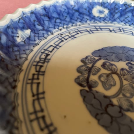 古伊万里　染付輪花文様　江戸後期