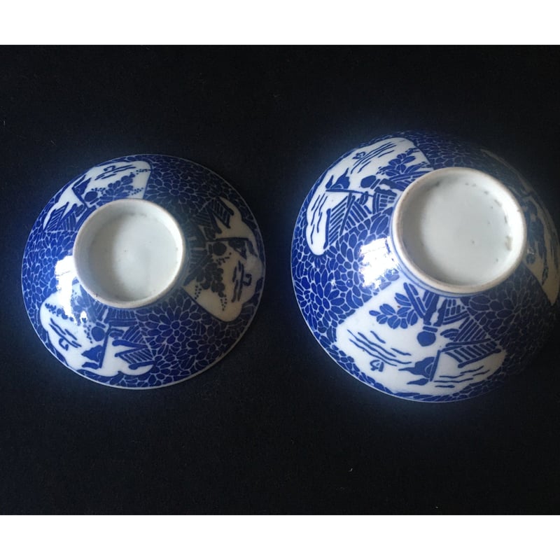 印判蓋付きお茶碗 船菊文様 明治時代 | れいゆぅる rayures