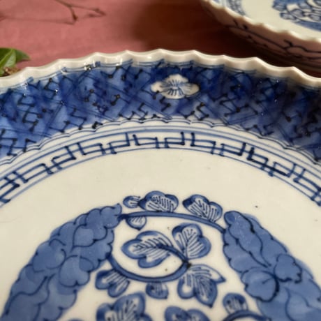 古伊万里　染付輪花文様　江戸後期