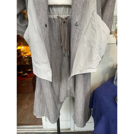 KONTRACT 006-06PT, Layered-Hem Easy Sarouel Pants
