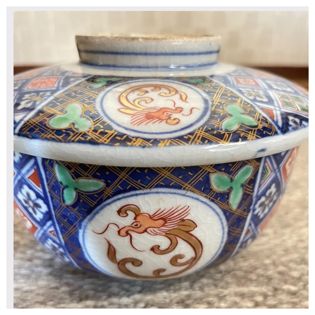 錦手大聖寺伊万里 蓋付茶碗 竜菱文様 明治時代 | れいゆぅる rayures 錦手大聖寺伊万里 蓋付茶碗 竜菱文様 明治時代 | れいゆぅる rayures