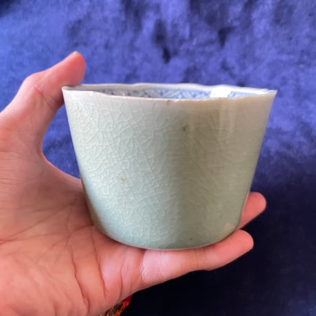 古伊万里　青磁蕎麦猪口　江戸後期　完品/ニュウ