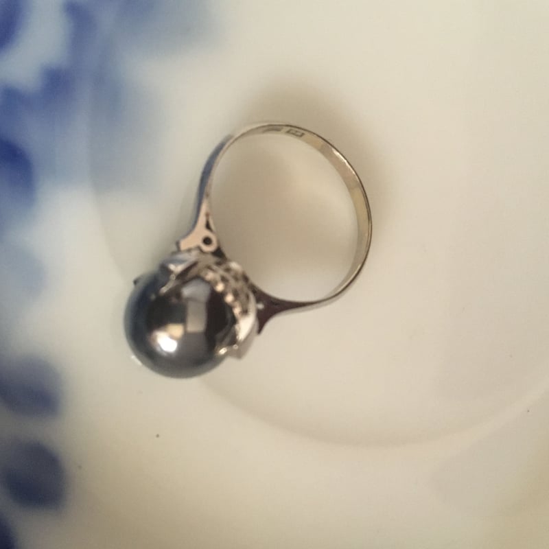 K14 WG ガーネット 昭和 大正 ヴィンテージリング 菊爪 千本透かし