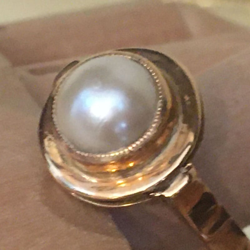 ヴィンテージパールリング 真珠指輪 K18刻印 未使用品 昭和３０年代