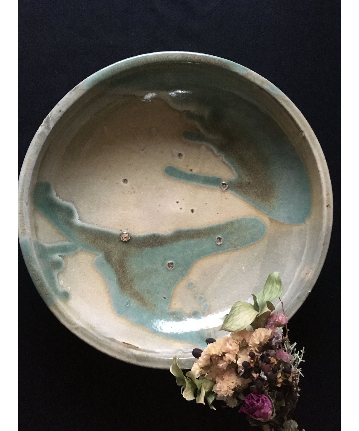 瀬戸焼 大皿 青釉薬垂らし文様 江戸後期 | れいゆぅる rayures