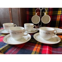 Sone china(曽根磁叟園製陶所）IVORICS COFFEE SET 唐草模様　６客セット　昭和４０年代