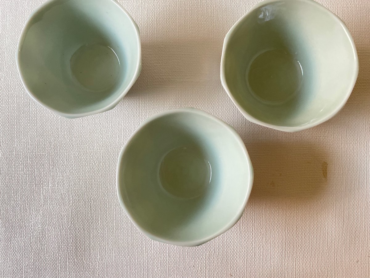 瀬戸焼 青磁九角向付 三角文様 昭和 | れいゆぅる rayures