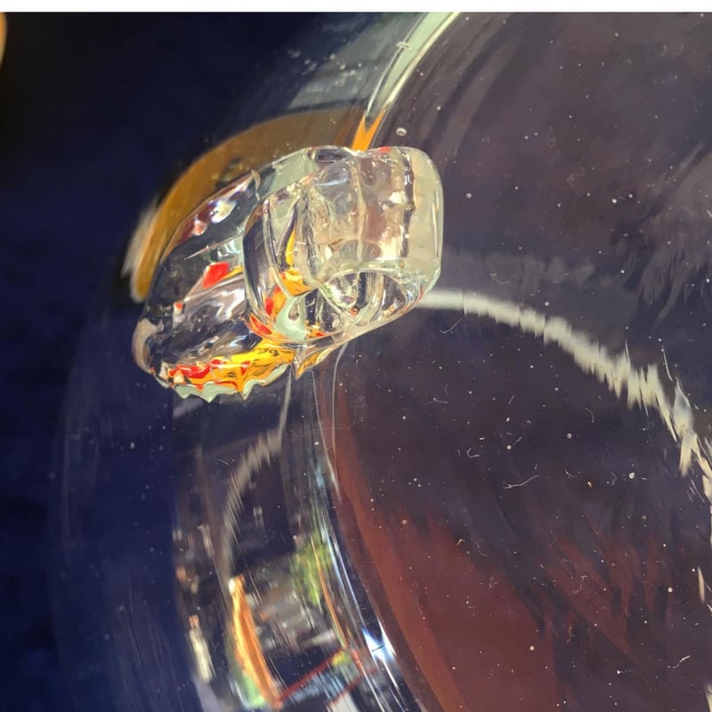 ヴィンテージ ビードロ 吹き硝子 フリル ガラス 三脚 金魚鉢 めだか鉢 気泡 ヴィンテージ ビードロ 吹き硝子 フリル ガラス 三脚 金魚鉢