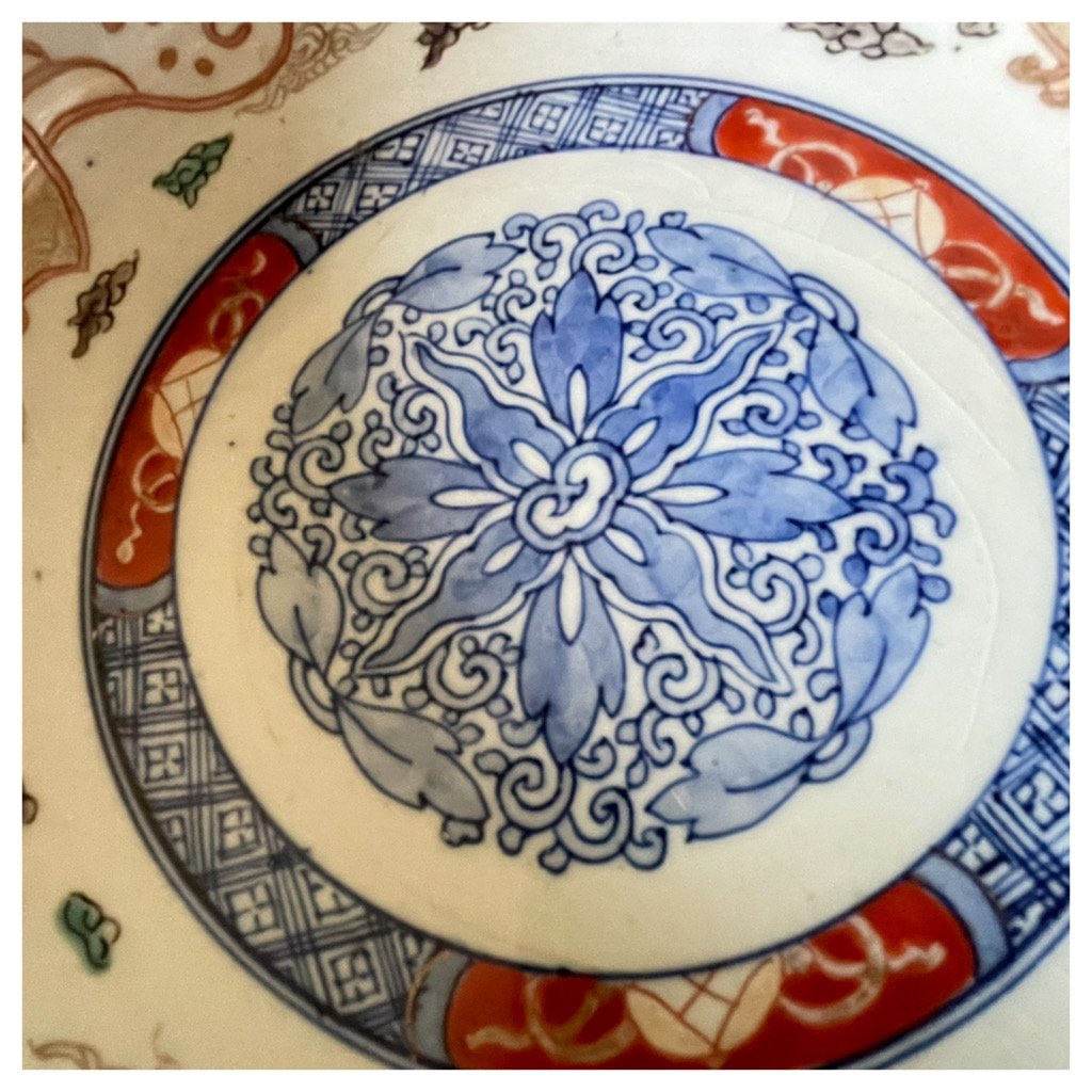 美品 陶器 古伊万里 色絵 花文様が素敵な 時代物 古道具 盛り鉢