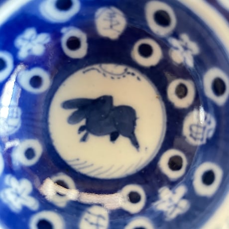 古伊万里豆皿　染付　兎文様　幕末期