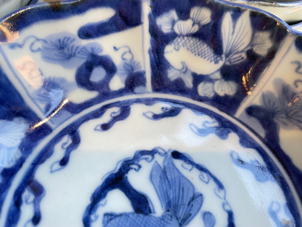 染錦花蝶色絵大鉢 大皿 中鉢 九谷焼や清秀、大聖寺伊万里や其 江戸時代