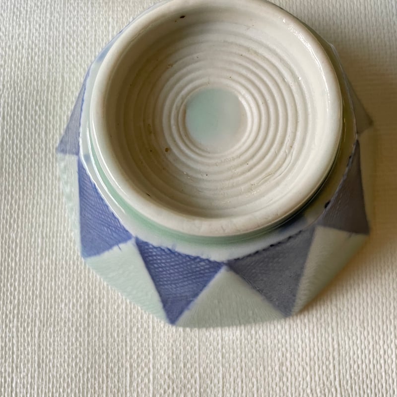 瀬戸焼 青磁九角向付 三角文様 昭和 | れいゆぅる rayures