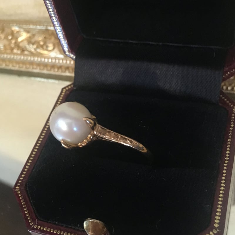 ヴィンテージパールリング 真珠指輪 K18刻印和彫り 未使用品 ヴィンテージパールリング 真珠指輪 K18刻印和彫り 未使用品