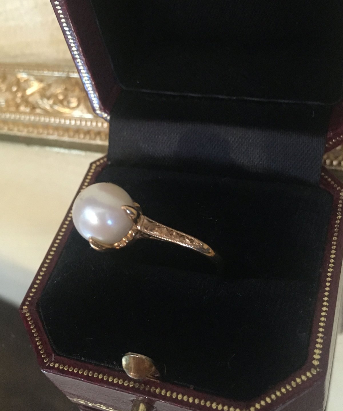 ヴィンテージパールリング 真珠指輪 K18刻印和彫り 未使用品 ヴィンテージパールリング 真珠指輪 K18刻印和彫り 未使用品