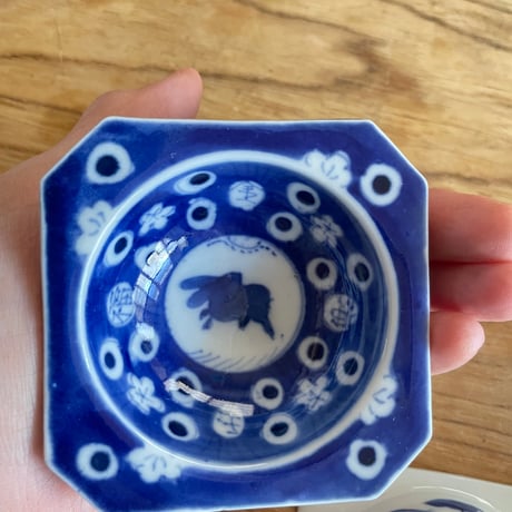 古伊万里豆皿　染付　兎文様　幕末期