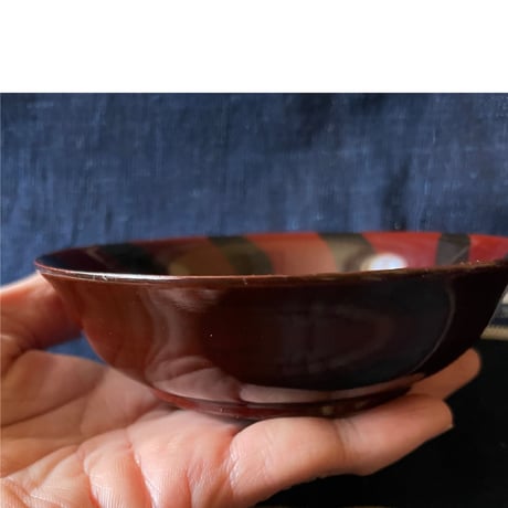輪島塗　漆器捻り文様菓子皿　大正期