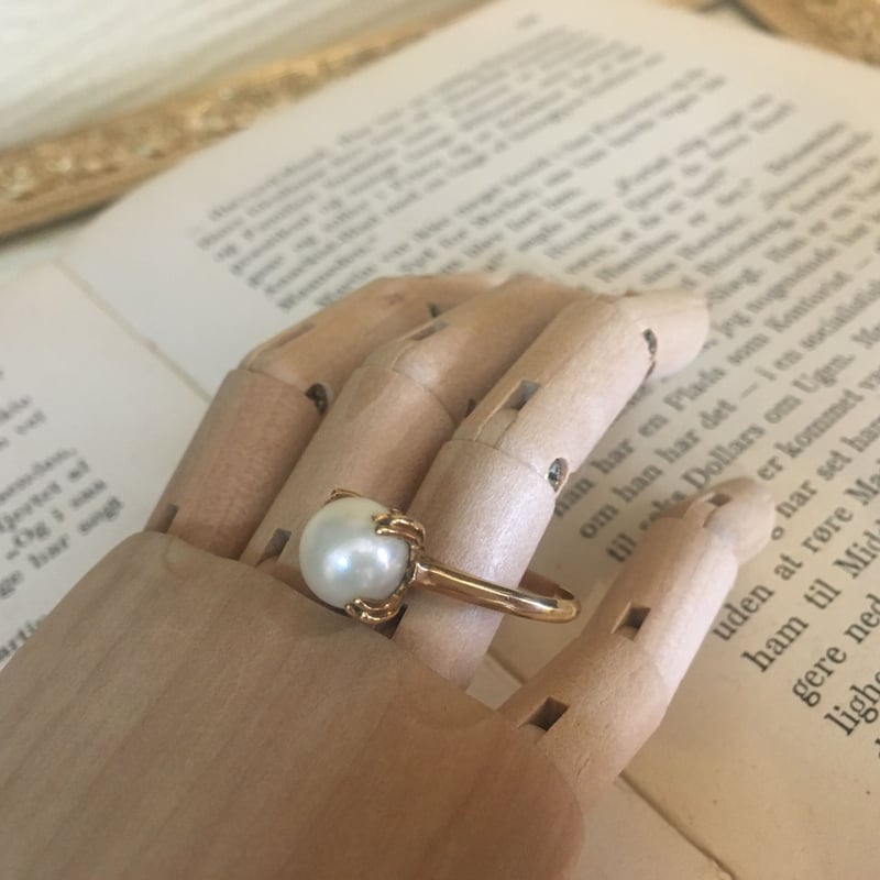 ヴィンテージパールリング 真珠指輪 K18刻印（未使用品） 昭和３０年代