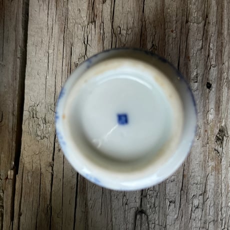 印判覗き猪口　竹雀文様　明治期