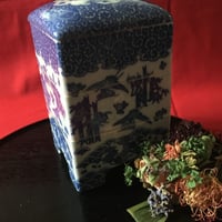 印判陶器三段重　波楓松竹梅菊唐草文様　蓋ニュウあり　大正期