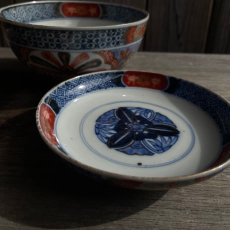 古伊万里錦手蓋付茶碗　孔雀文様　幕末明治期