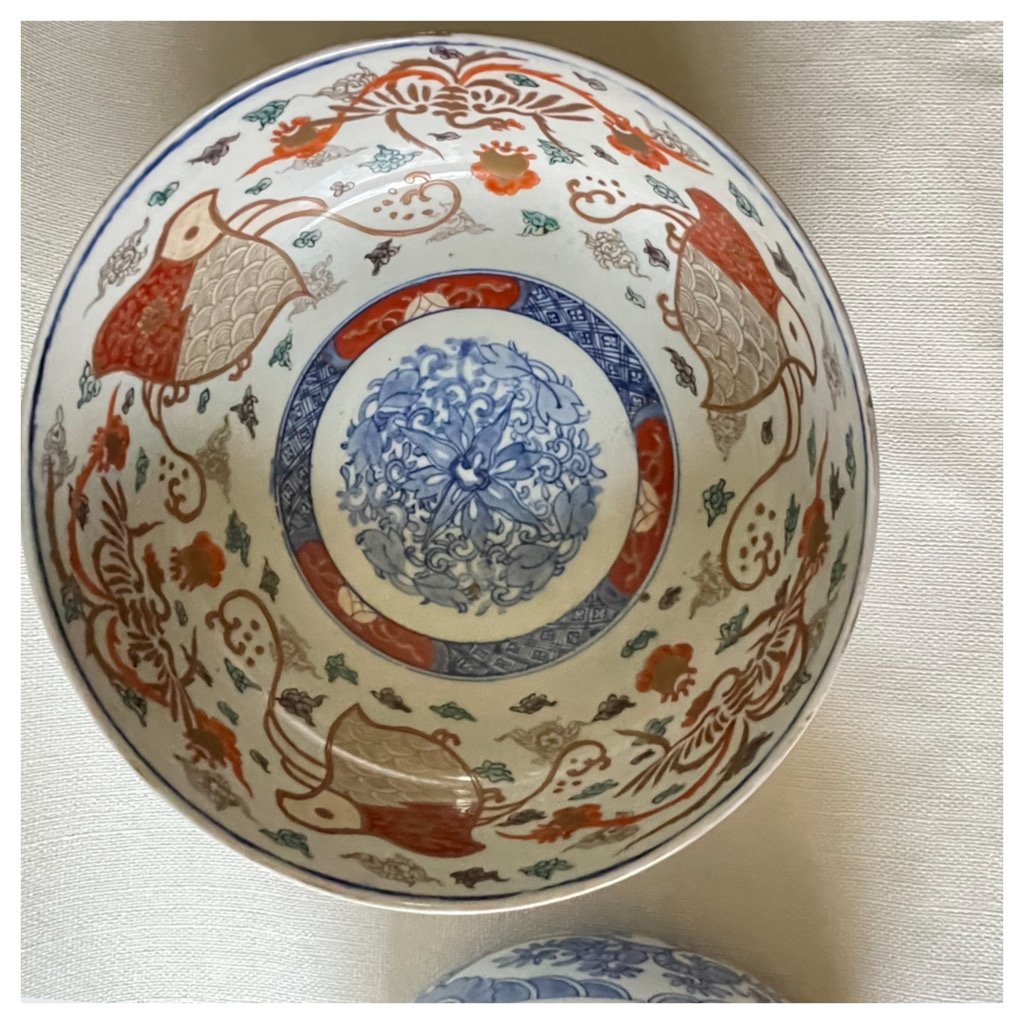 古伊万里 金欄色絵 絵皿 三つ鉢 鶴亀 獅子紋 幕末〜明治 九谷焼 古伊万里 金欄色絵 絵皿 三つ鉢 鶴亀 獅子紋 幕末〜明治 九谷焼