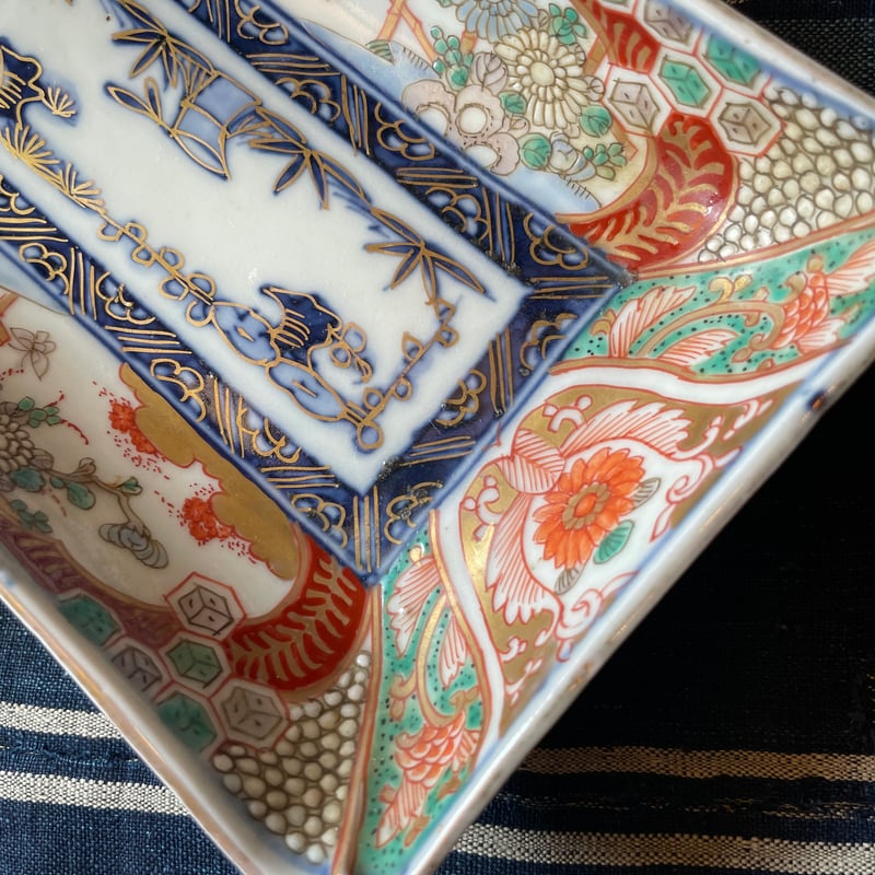 minaさん専用、古伊万里、『白磁陽刻・色絵麒麟文輪花皿』、5客、銘・箱無 古伊万里色絵長角皿 花文様 明治時代 | れいゆぅる rayures