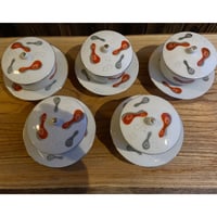 磁器蓋付茶器　瓢箪文様　名岐硬質陶器MEIGITOKI MARUI (戦前)