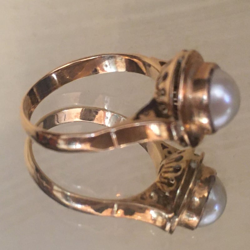 ヴィンテージパールリング 真珠指輪 K18刻印 未使用品 昭和３０年代 ...