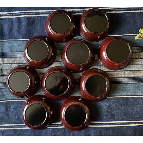 輪島塗　漆器捻り文様菓子皿　大正期
