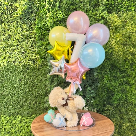 number balloon & bear ナンバー1ケタ　好きな色が選べる♪アルファベットに変更可！