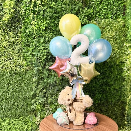 number balloon & bear ナンバー1ケタ　好きな色が選べる♪アルファベットに変更可！