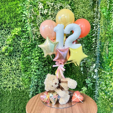number balloon & bear ナンバー2ケタ　好きな色が選べる♪アルファベットに変更可！