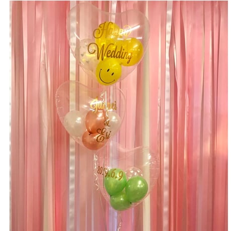 名入れ  色が選べる♪バルーンギフト  ヘリウム入りバルーン｜誕生日・結婚式・推し活｜E-16 ハートバブルバルーン