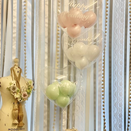 名入れ  色が選べる♪バルーンギフト  ヘリウム入りバルーン｜誕生日・結婚式・推し活｜E-16 ハートバブルバルーン