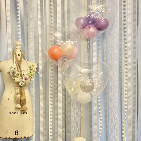 名入れ  色が選べる♪バルーンギフト  ヘリウム入りバルーン｜誕生日・結婚式・推し活｜E-16 ハートバブルバルーン