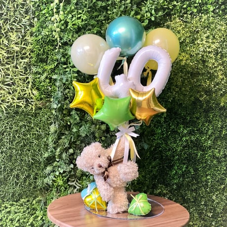 number balloon & bear ナンバー2ケタ　好きな色が選べる♪アルファベットに変更可！