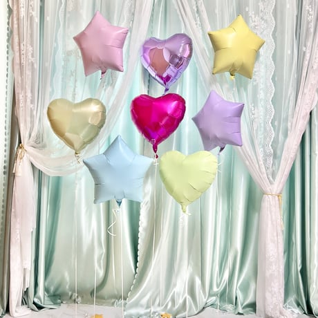 色が選べる♪ヘリウム入りバルーン｜誕生日・結婚式・推し活｜ハート&スター