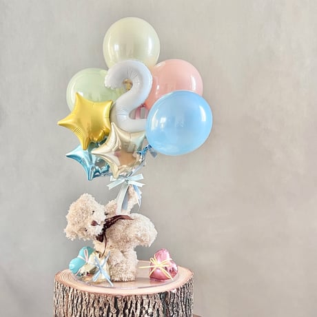 number balloon & bear ナンバー1ケタ　好きな色が選べる♪アルファベットに変更可！