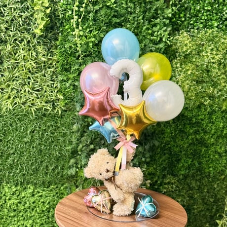number balloon & bear ナンバー1ケタ　好きな色が選べる♪アルファベットに変更可！