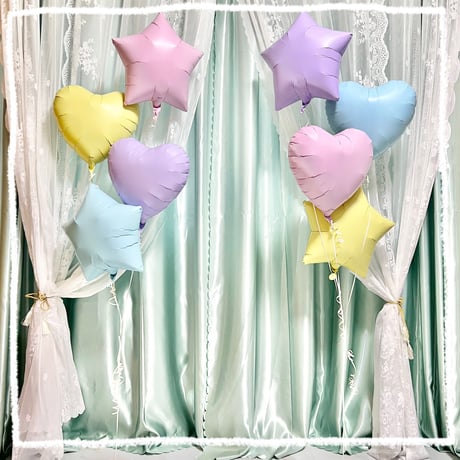 色が選べる♪ヘリウム入りバルーン｜誕生日・結婚式・推し活｜ハート&スター