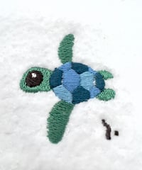 綿刺繍プチタオル　ウミガメ