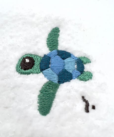 綿刺繍プチタオル　ウミガメ