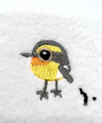 綿刺繍プチタオル　キビタキ