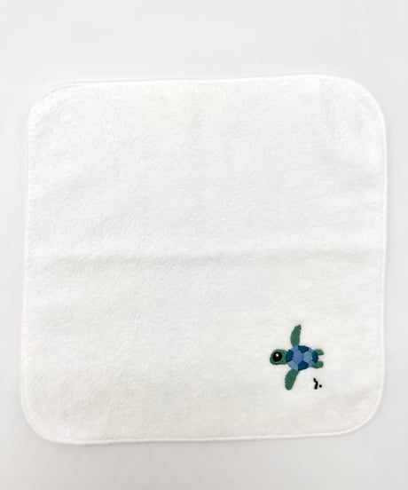 綿刺繍プチタオル　ウミガメ