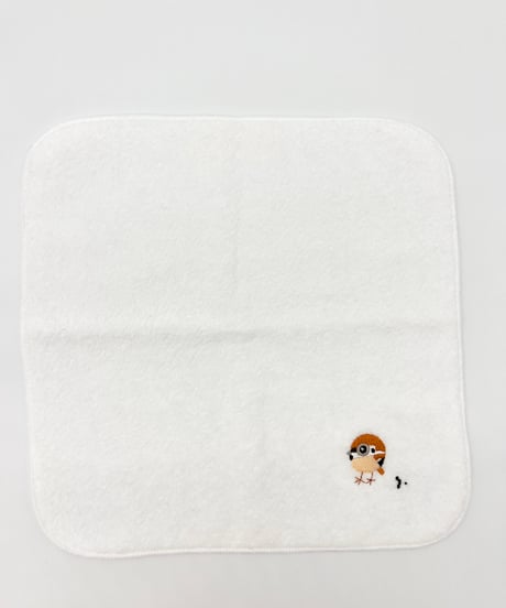 綿刺繍プチタオル　スズメ